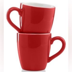 Set of 2 Large Red Bistro Coffee Mugs